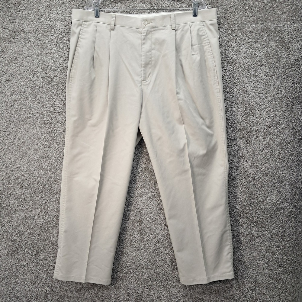 Dockers Mens Khaki Pleated Relaxed Fit Stretch Waistband Pants‎ W40 L30 Tan